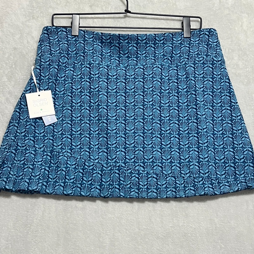 Sigrid Olsen Skort Skirt Box Pleat Blue Sz Large UPF Golf Tennis Pickleball NWT - Picture 3 of 10
